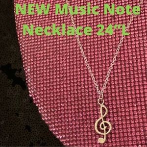 Treble Clef Necklace Sterling Silver 925 Sheet Music Jewelry Rave Goth festival